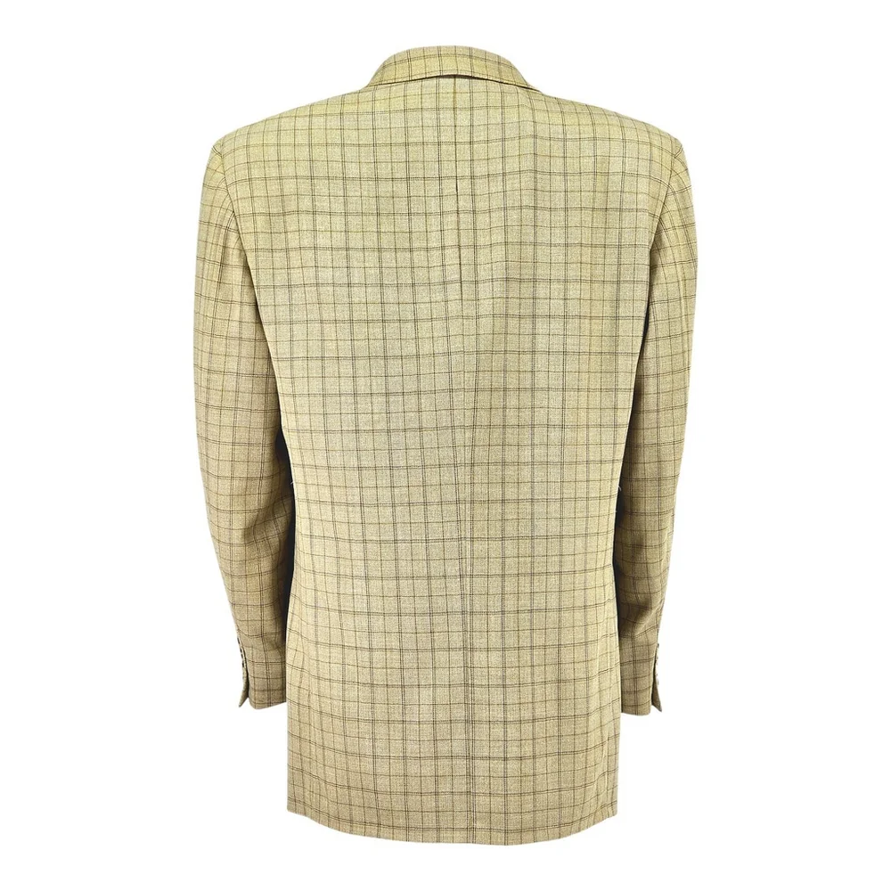 Quiet Luxury Canali Wool Blazer Mens 52L Tan Plaid Made in Italy Sport Coat - Picture 4 of 16